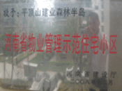 2008年12月17日，平頂山森林半島被 評為"河南省物業(yè)管理示范住宅小區(qū)"榮譽(yù)稱號。